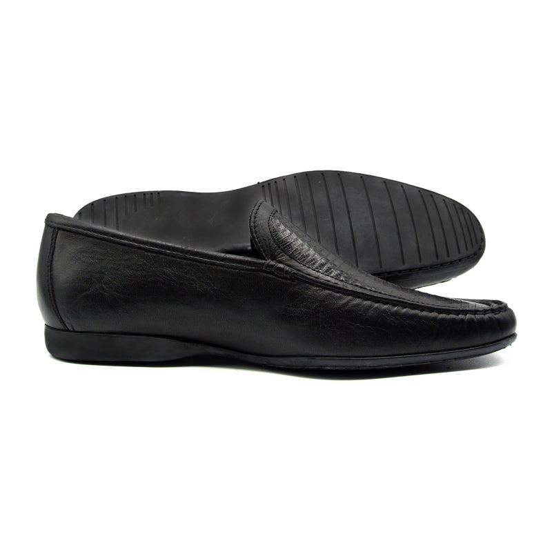 Zelli Trento Lizard & Calfskin Loafers Black