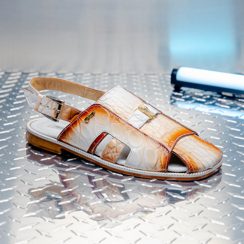 Mauri 1674/5 Barbados Alligator Sandals White / Dirty Cognac