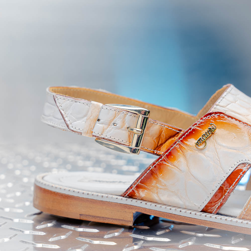 Mauri 1674/5 Barbados Alligator Sandals White / Dirty Cognac