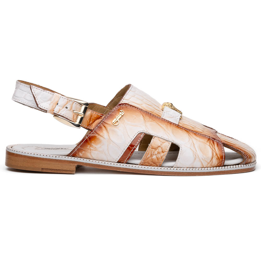 Mauri 1674/5 Barbados Alligator Sandals White / Dirty Cognac