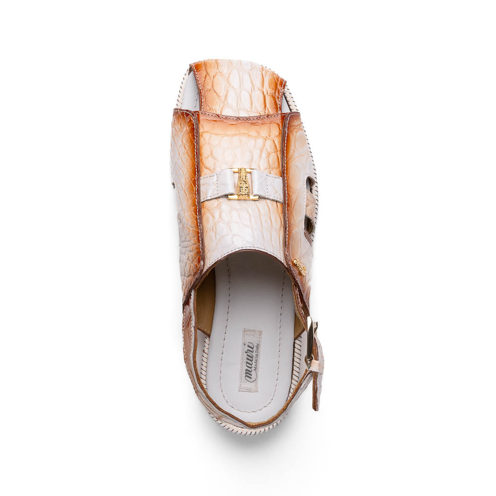 Mauri 1674/5 Barbados Alligator Sandals White / Dirty Cognac