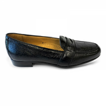 Zelli Perone Ostrich & Peccary Slip-On Black