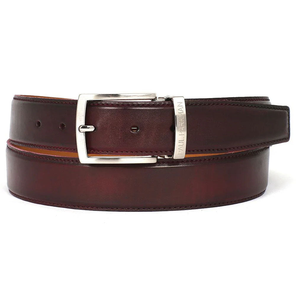 Paul Parkman Leather Belt Hand-Painted Dark Bordeaux