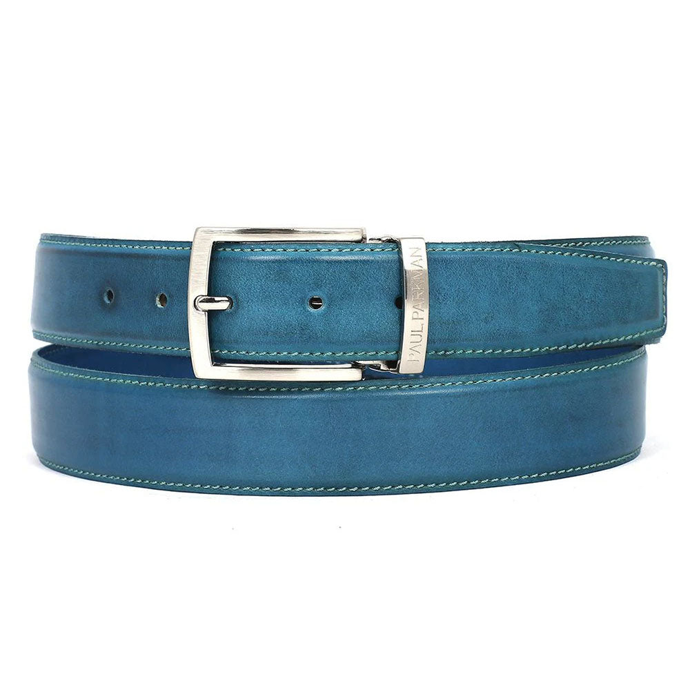 Paul Parkman Leather Belt Hand-Painted Sky Blue