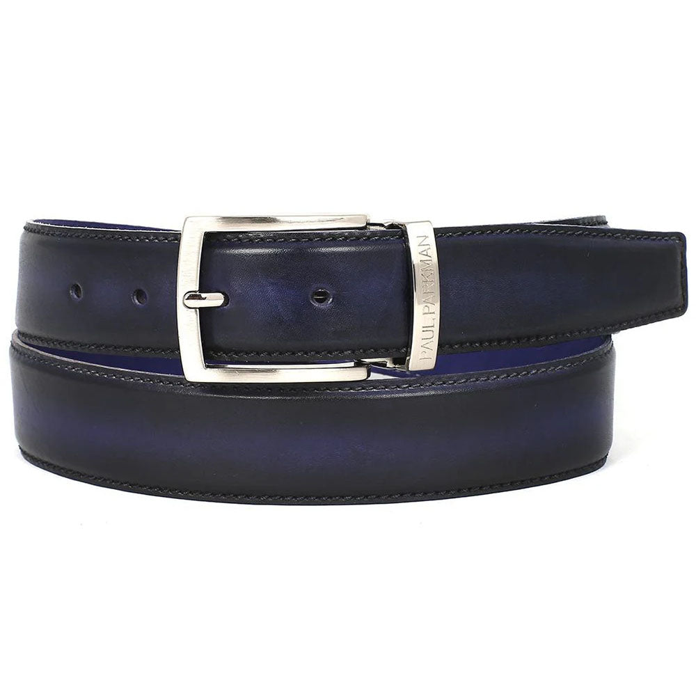 Paul Parkman Leather Belt Hand-Painted Navy Blue