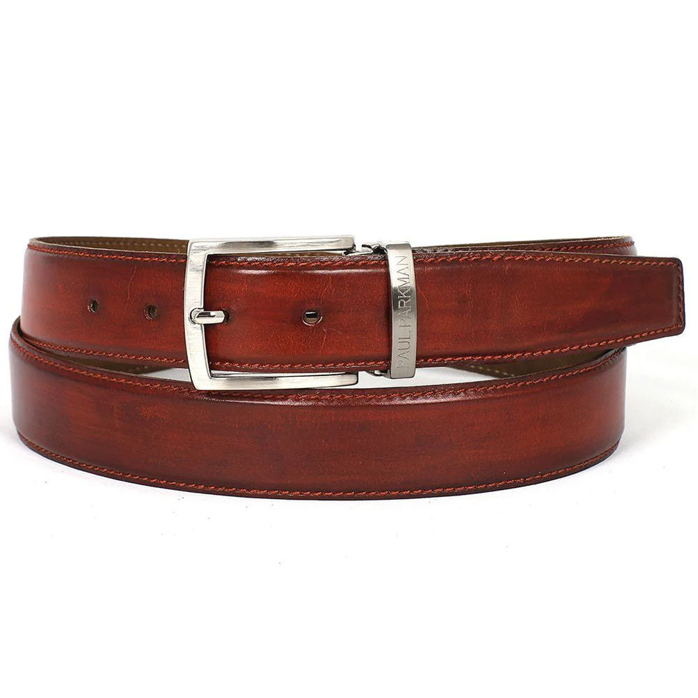 Paul Parkman Leather Belt Hand-Painted Reddish Brown