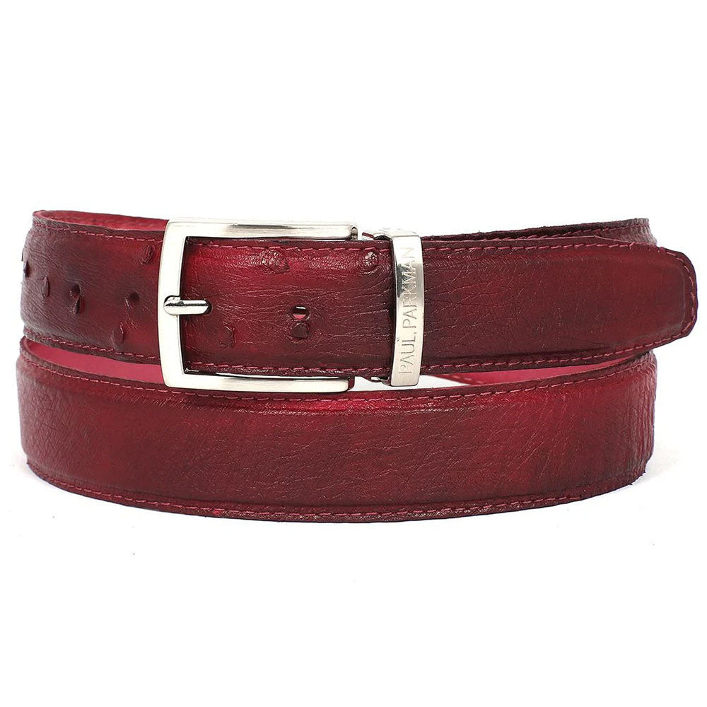 Paul Parkman Genuine Ostrich Belt Burgundy