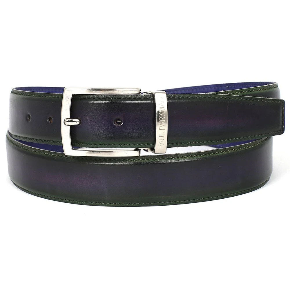 Paul Parkman Leather Belt Hand-Painted Green & Purple