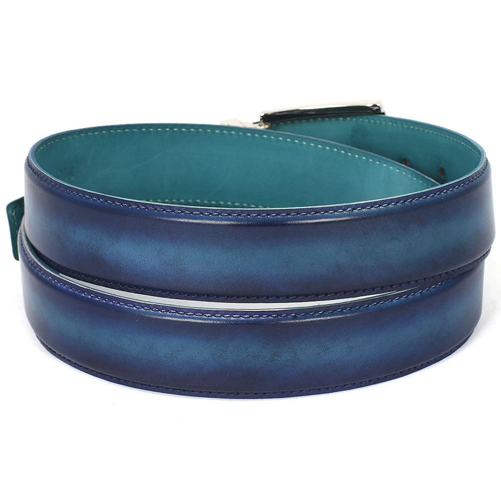 Paul Parkman Leather Belt Hand-Painted Blue & Turquoise (B01-BLU-TRQ)