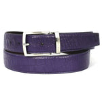 Paul Parkman Crocodile Texture Leather Belt Purple
