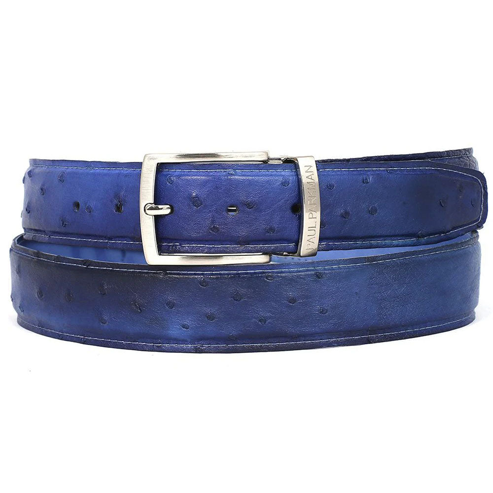 Paul Parkman Genuine Ostrich Belt Blue