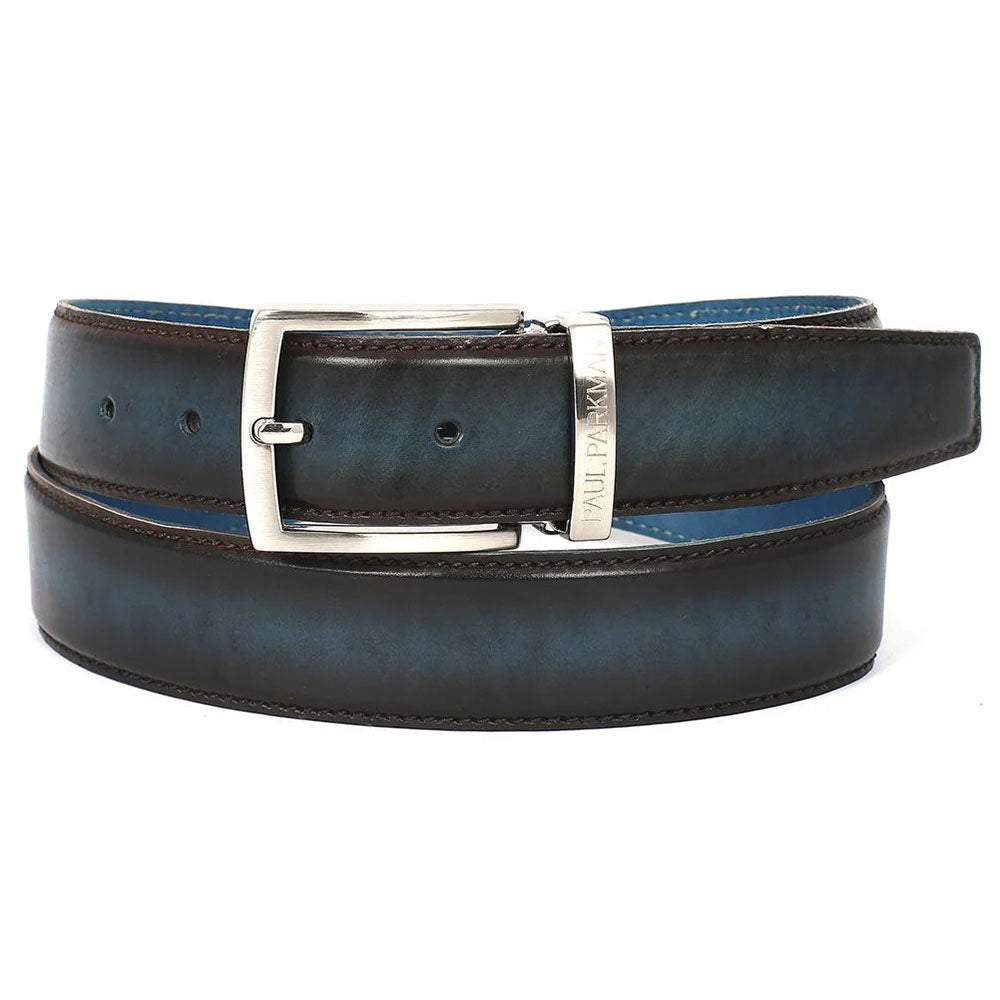 Paul Parkman Leather Belt Hand-Painted Brown & Blue
