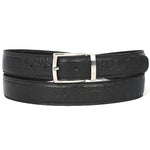 Paul Parkman Crocodile Texture Leather Belt Black