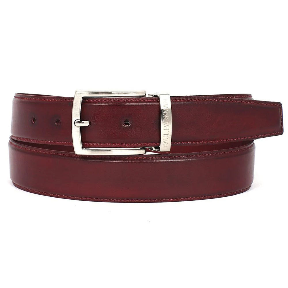 Paul Parkman Leather Belt Hand-Painted Bordeaux