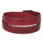 Paul Parkman Crocodile Texture Leather Belt Burgundy (B02-BUR)