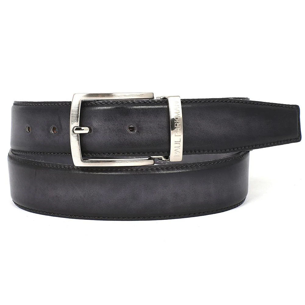 Paul Parkman Leather Belt Hand-Painted Grey & Black