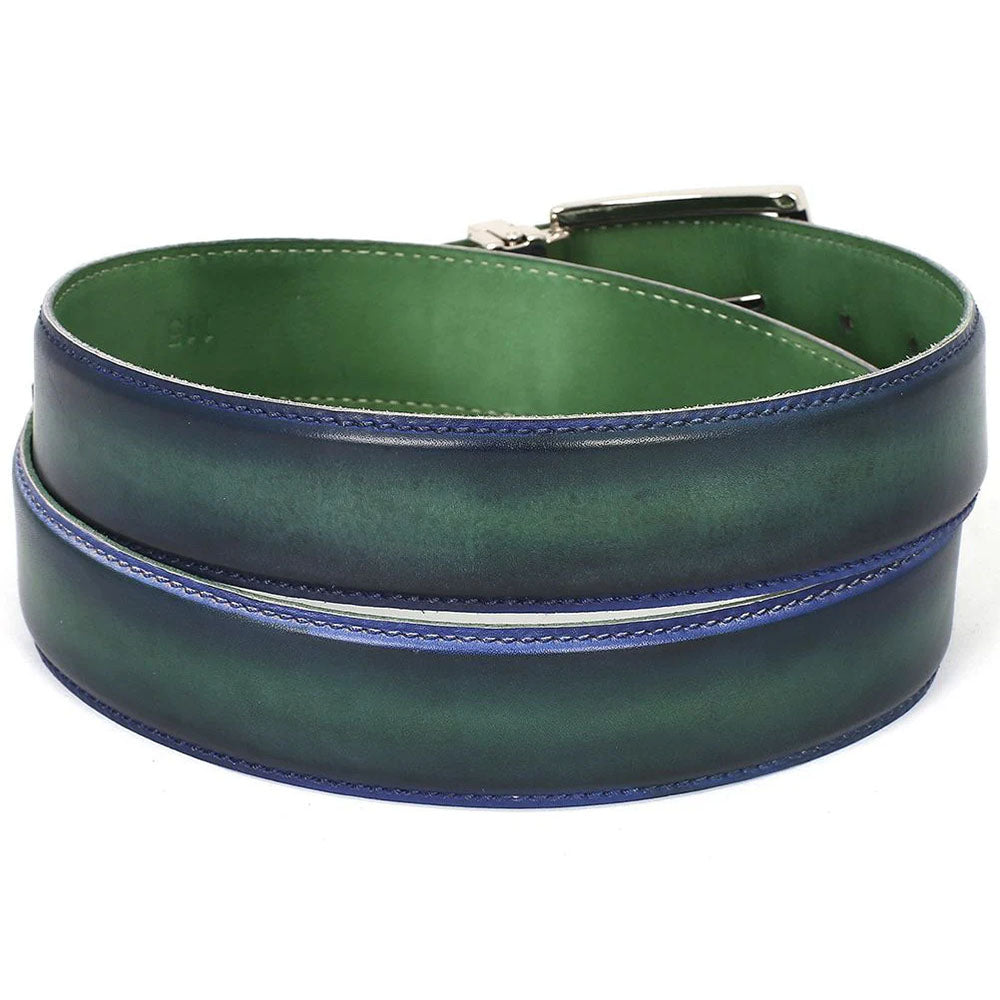 Paul Parkman Leather Belt Hand-Painted Blue & Green (B01-BLU-GRN)