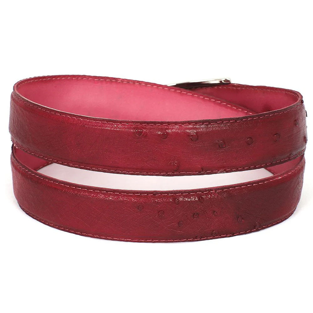 Paul Parkman Genuine Ostrich Belt Burgundy (B04-BUR)