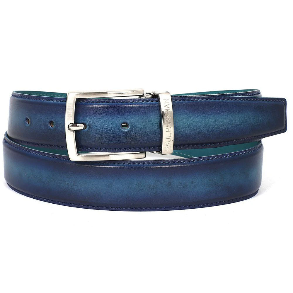 Paul Parkman Leather Belt Hand-Painted Blue & Turquoise