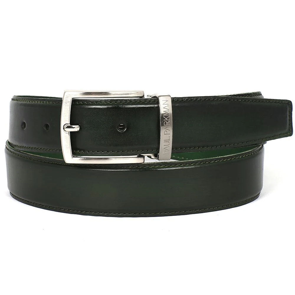 Paul Parkman Leather Belt Hand-Painted Dark Green