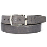 Paul Parkman Crocodile Texture Leather Belt Gray