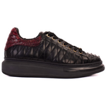 Vinci Leather The Adler Snk Leather Sneaker Limited Edition Black & Burgundy (17474 S-1)