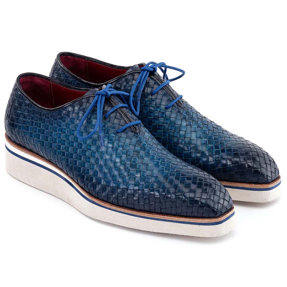 Paul Parkman Woven Leather Smart Casual Shoes Blue