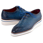 Paul Parkman Woven Leather Smart Casual Shoes Blue