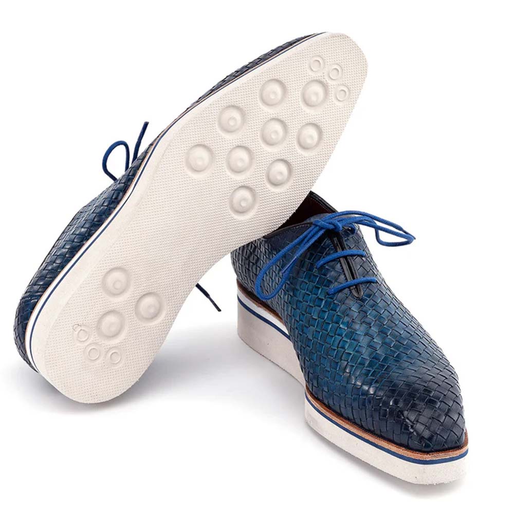 Paul Parkman Woven Leather Smart Casual Shoes Blue