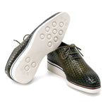 Paul Parkman Woven Leather Smart Casual Shoes Green