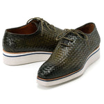 Paul Parkman Woven Leather Smart Casual Shoes Green