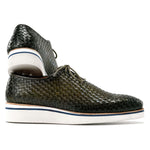 Paul Parkman Woven Leather Smart Casual Shoes Green