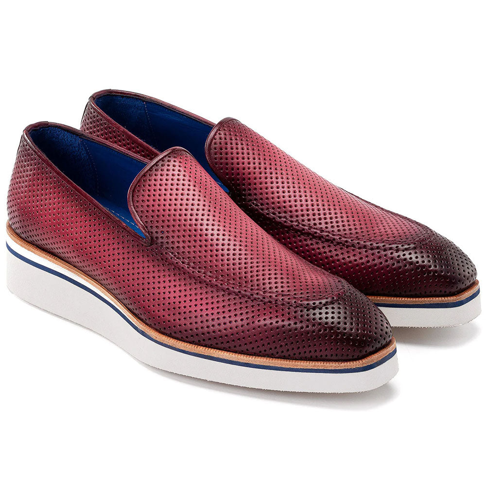 Paul Parkman Smart Perforated Leather Loafers Purple