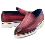Paul Parkman Smart Perforated Leather Loafers Purple