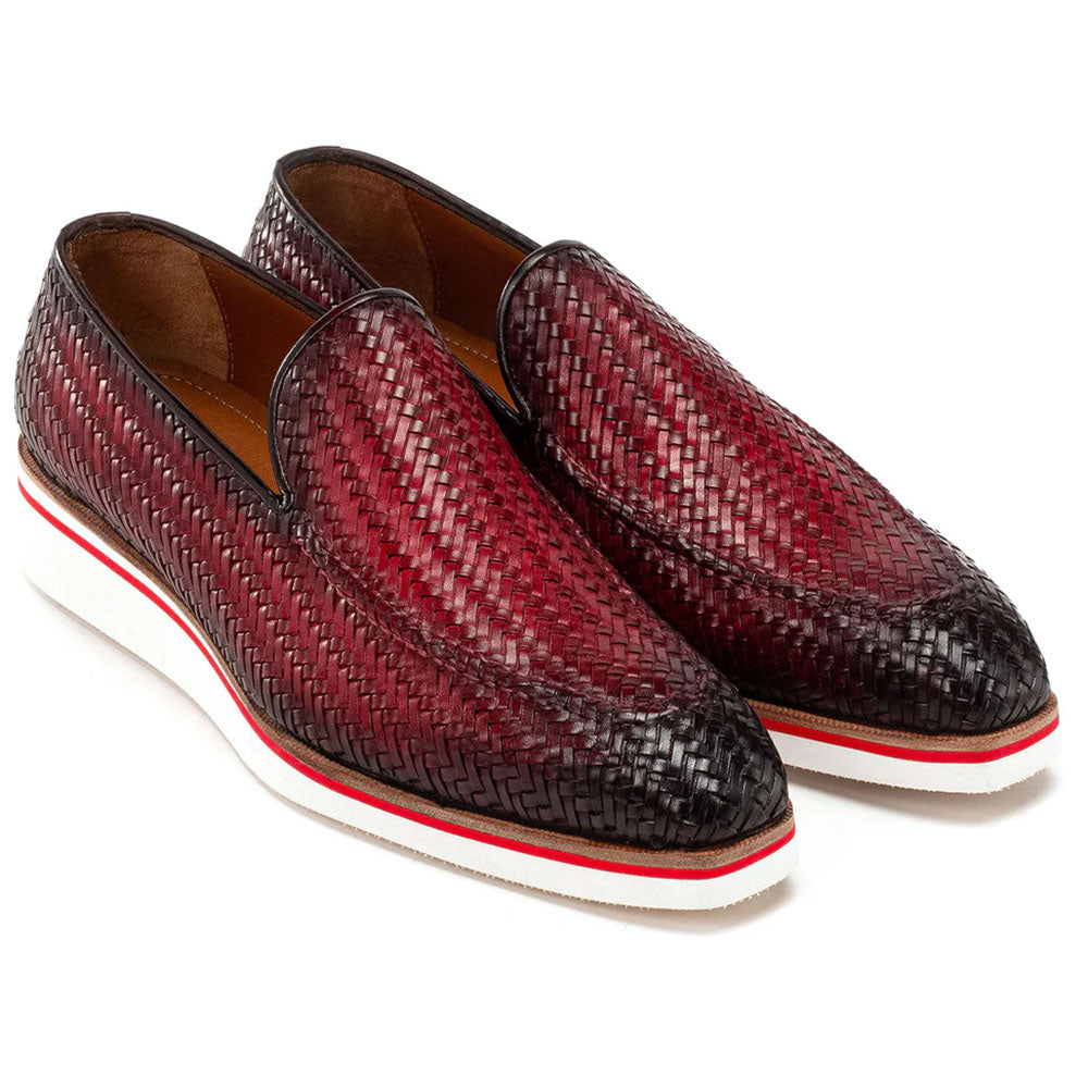 Paul Parkman Woven Leather Smart Casual Loafers Bordeaux