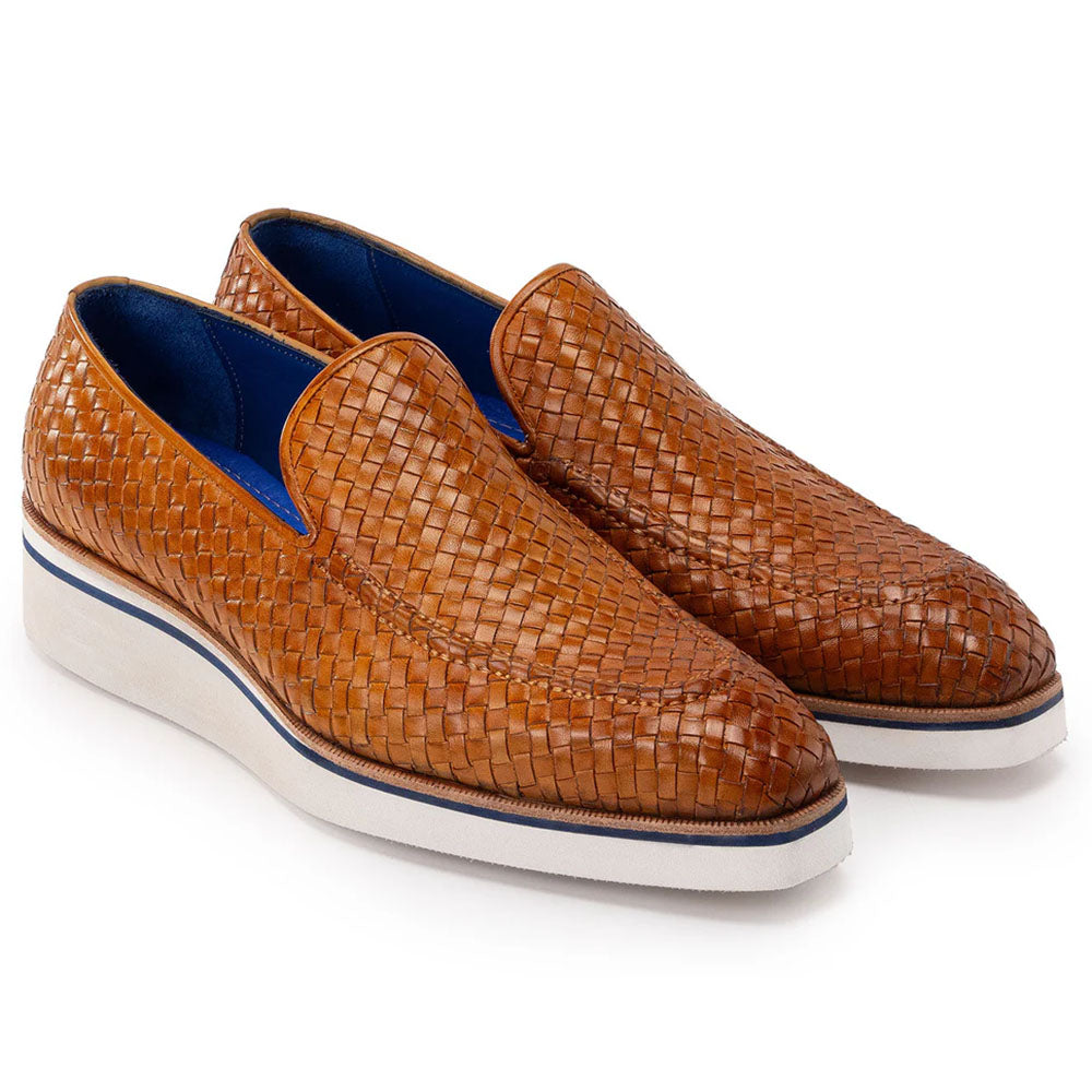 Paul Parkman Woven Leather Smart Casual Loafers Light Brown