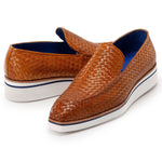 Paul Parkman Woven Leather Smart Casual Loafers Light Brown