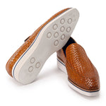 Paul Parkman Woven Leather Smart Casual Loafers Light Brown