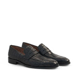 Mezlan Croco-Embossed Penny Loafer Black (19542)