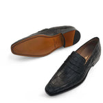 Mezlan Croco-Embossed Penny Loafer Black (19542)