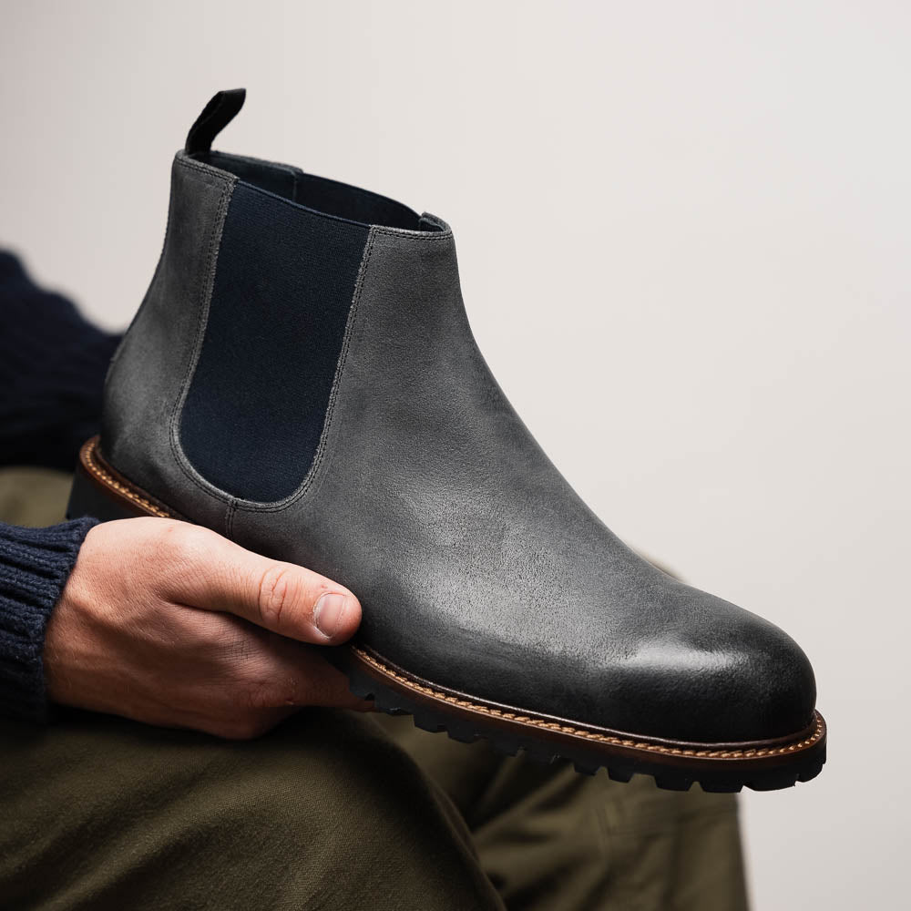 Calzoleria Toscana 1969 Velour Wax Suede Ankle Boot Stone