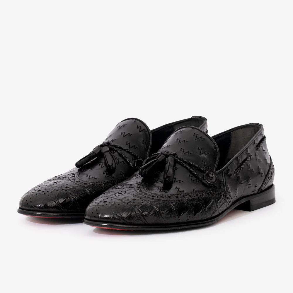 Vinci Leather The Istanbul Tassel Loafer Black