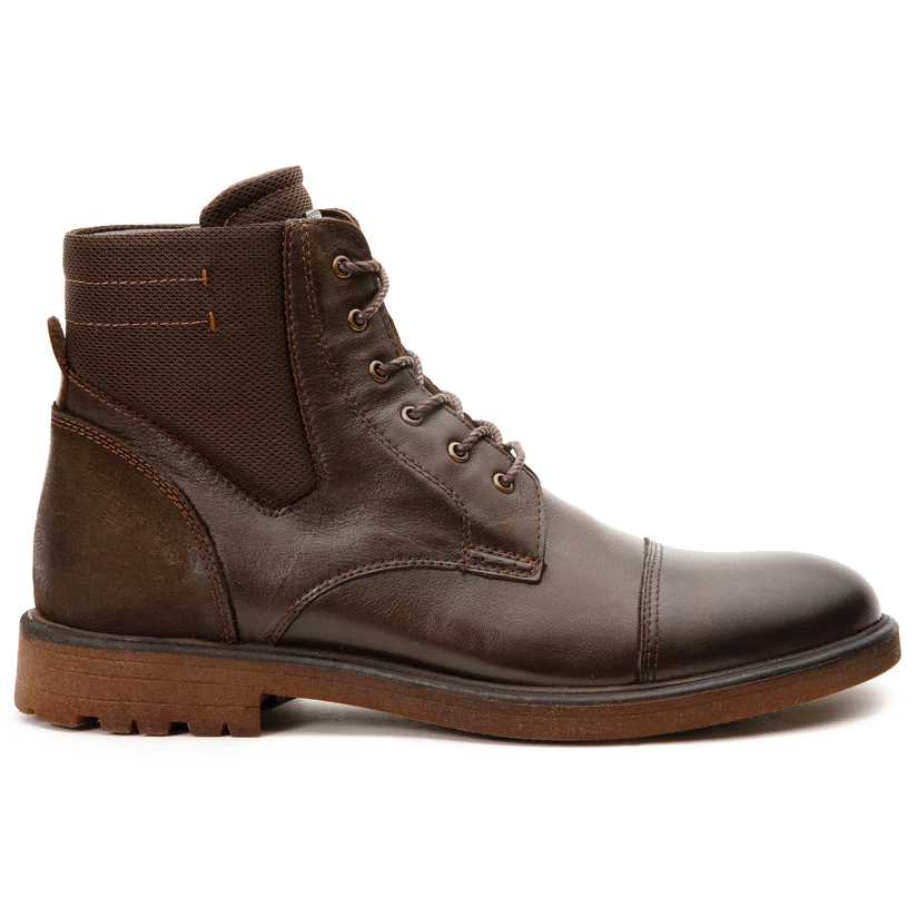 Vinci Leather The Zagreb Brown Leather Cap Toe Lace Up Boot With A Zipper (14020)