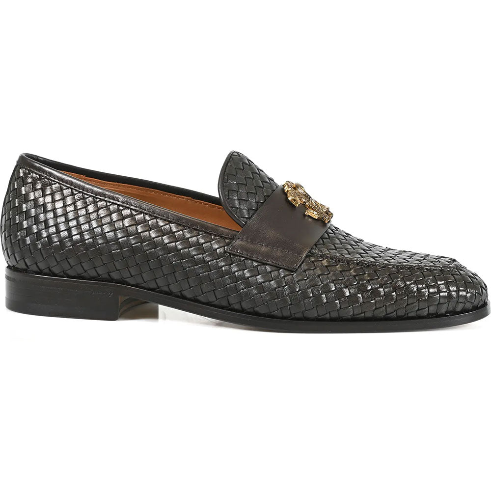Roberto Cavalli Woven Leather Bit Loafer Black