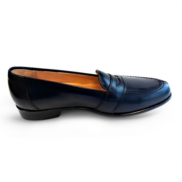 Zelli Savannah Calfskin Penny Loafers Navy