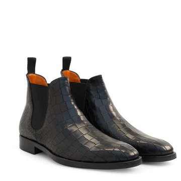 Mezlan Vanguard Croc Print Chelsea Boot Black (20061)