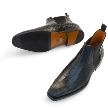 Mezlan Vanguard Croc Print Chelsea Boot Black (20061)