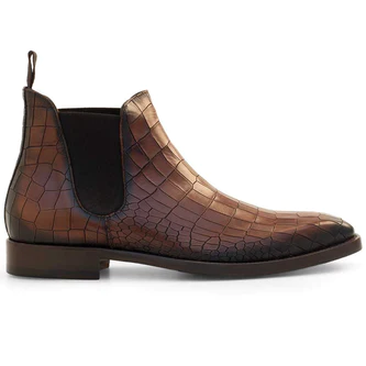 Mezlan Vanguard Croc Print Chelsea Boot Cognac (20061)