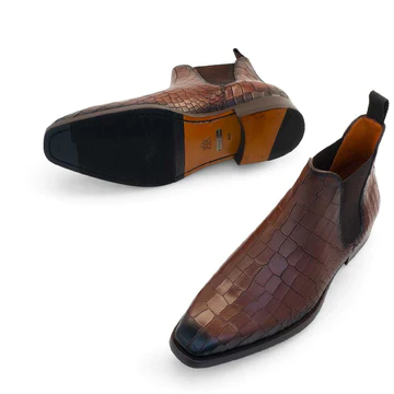Mezlan Vanguard Croc Print Chelsea Boot Cognac (20061)