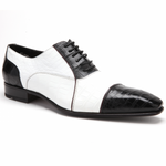 Caporicci 201 Genuine Alligator Spectator Shoes Black / White